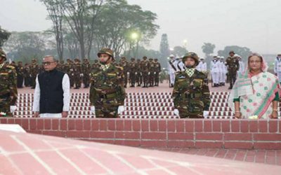 জাতীয় স্মৃতিসৌধে রাষ্ট্রপতি ও প্রধানমন্ত্রীর শ্রদ্ধা