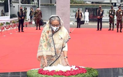 ঐতিহাসিক ৭ মার্চ: বঙ্গবন্ধুর প্রতিকৃতিতে প্রধানমন্ত্রীর শ্রদ্ধা